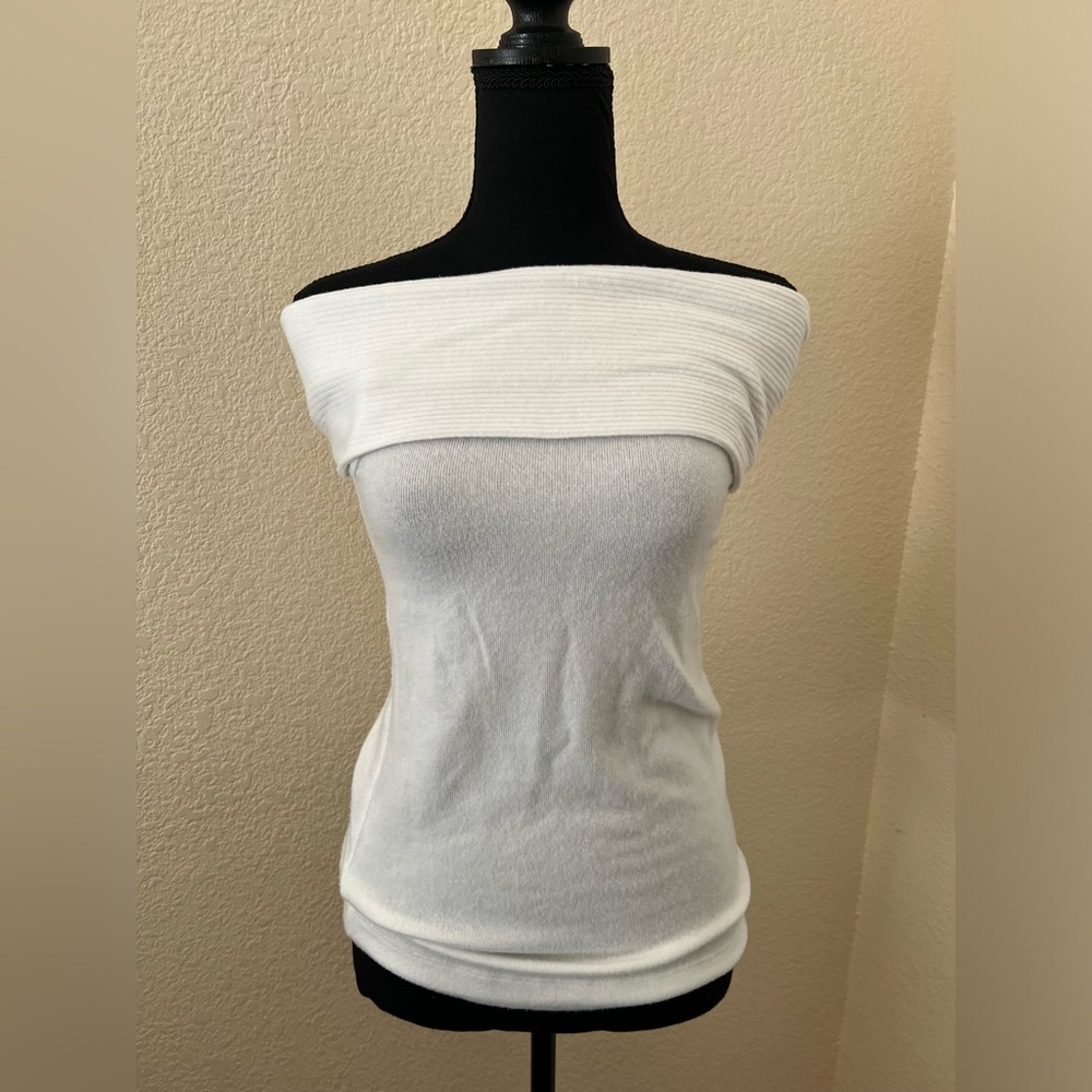 Anthropologie Three Dots White Off the Shoulder Sweater Top size Small